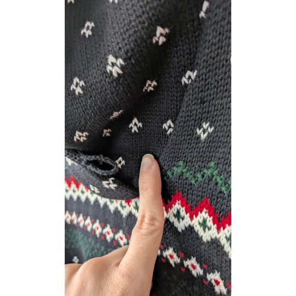 Chaps Ralph Lauren Womens Fair Isle Sweater 1X Shawl Collar Ski Cabincore Cotton - Picture 3 of 10